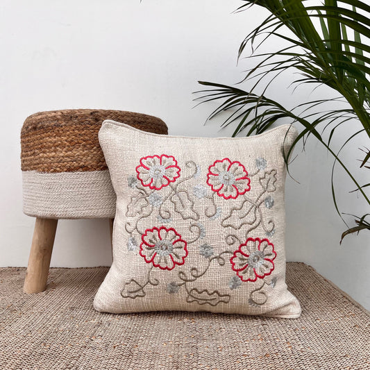 Scarlet Embroidered Cushion Cover