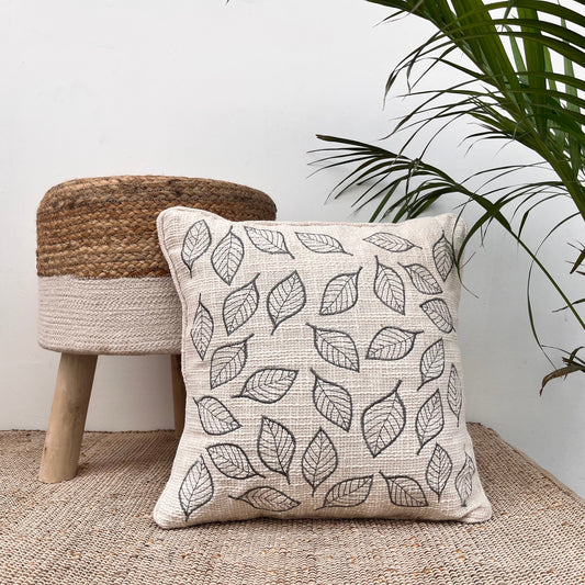 Flying Leaves Embroidered Cushion Cover