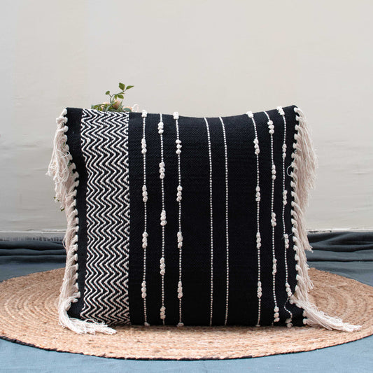 Boho Black & White Weave Cushion Cover