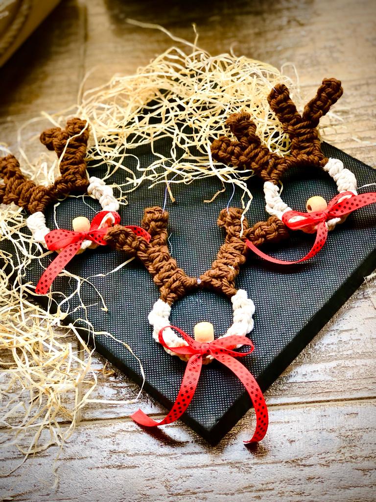 Reindeer Macrame Christmas Tree Ornament